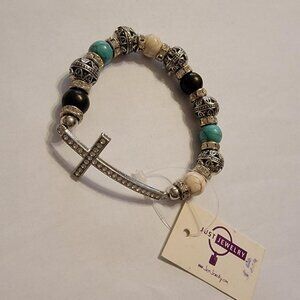 Just Jewelry Beaded Cross Bracelet
